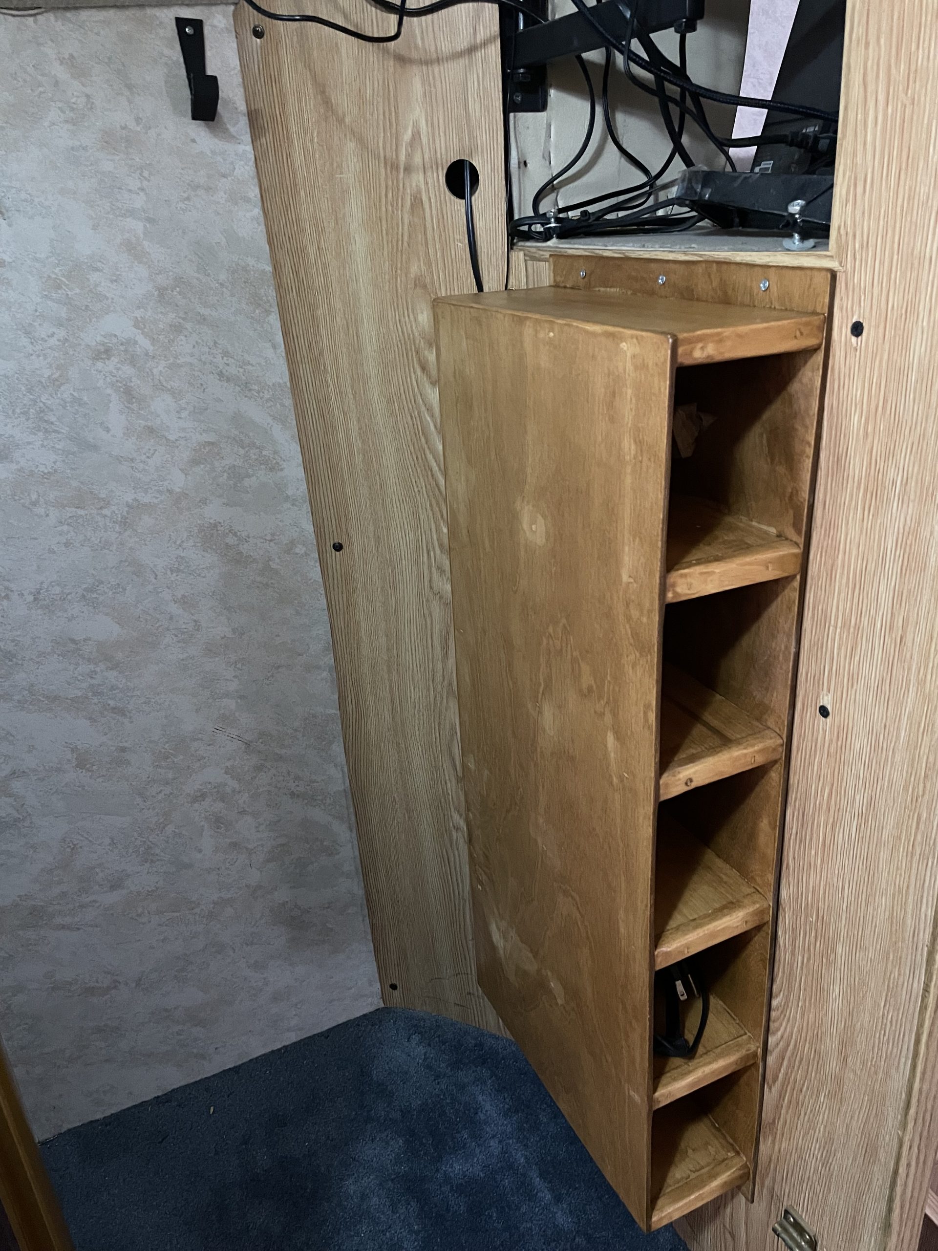 Closet pigeonhole cubby.